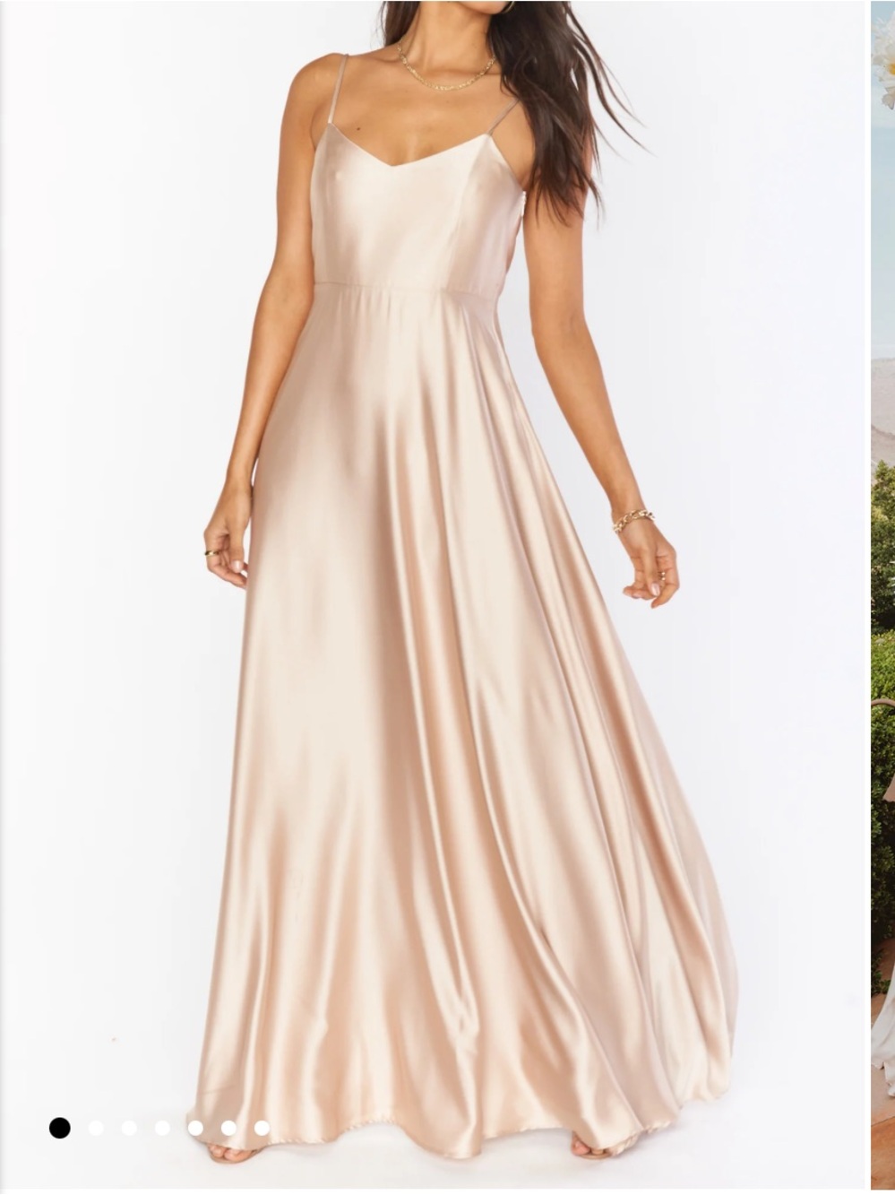 Show Me Your Mumu Faith Maxi Dress in Champagne Luxe Satin